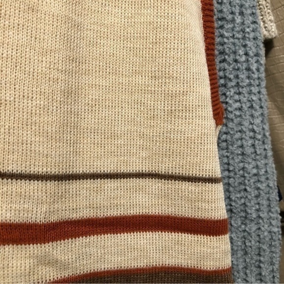 Dead Stock Vintage Striped Ribbed Piping Sweater Vest Sz Large -The "Esther" Top - Picture 4 of 16